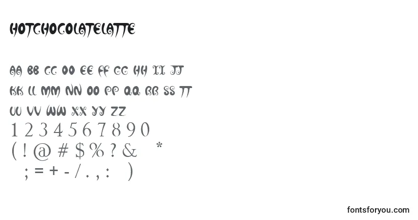 A fonte HotChocolateLatte – alfabeto, números, caracteres especiais