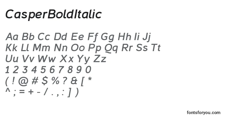 Schriftart CasperBoldItalic – Alphabet, Zahlen, spezielle Symbole