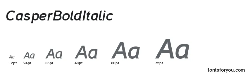 Размеры шрифта CasperBoldItalic