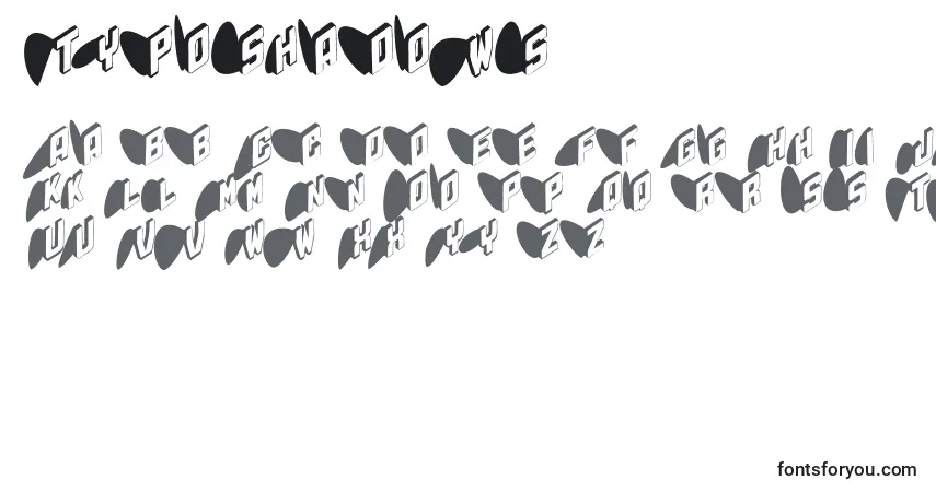 Schriftart Typoshadows – Alphabet, Zahlen, spezielle Symbole