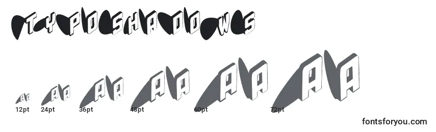 Размеры шрифта Typoshadows