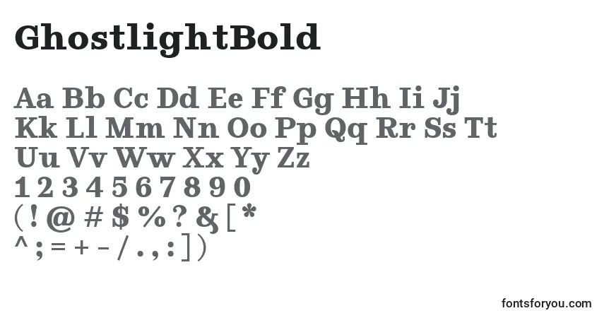 A fonte GhostlightBold – alfabeto, números, caracteres especiais