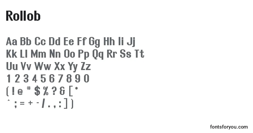 Schriftart Rollob – Alphabet, Zahlen, spezielle Symbole