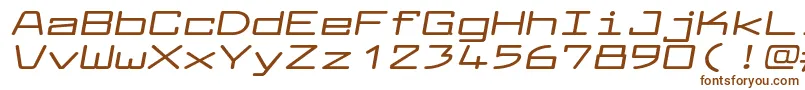 フォントLarabiefontxtBolditalic – 白い背景に茶色のフォント