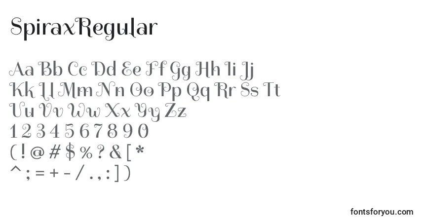 SpiraxRegular-fontti – aakkoset, numerot, erikoismerkit