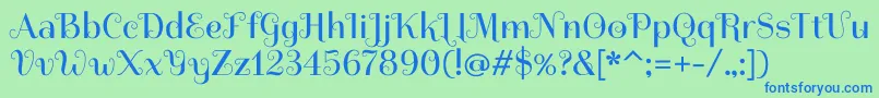 SpiraxRegular Font – Blue Fonts on Green Background