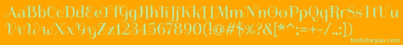 SpiraxRegular-Schriftart – Grüne Schriften auf orangefarbenem Hintergrund