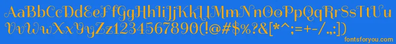 フォントSpiraxRegular – オレンジ色の文字が青い背景にあります。