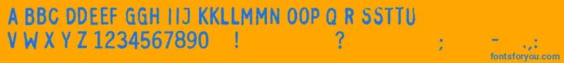 OttiskcBold-Schriftart – Blaue Schriften auf orangefarbenem Hintergrund