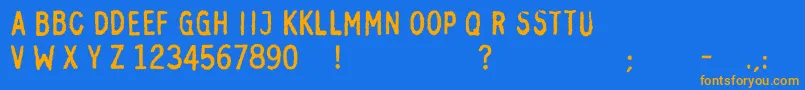 フォントOttiskcBold – オレンジ色の文字が青い背景にあります。