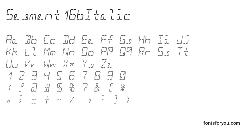 A fonte Segment16bItalic – alfabeto, números, caracteres especiais