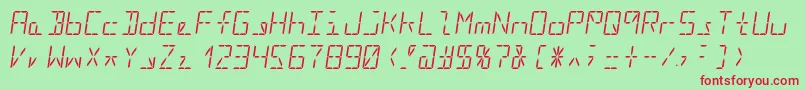 Segment16bItalic Font – Red Fonts on Green Background