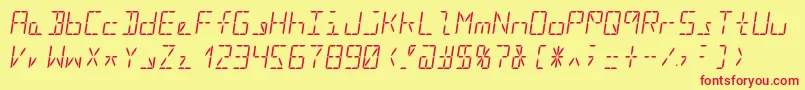 Segment16bItalic Font – Red Fonts on Yellow Background
