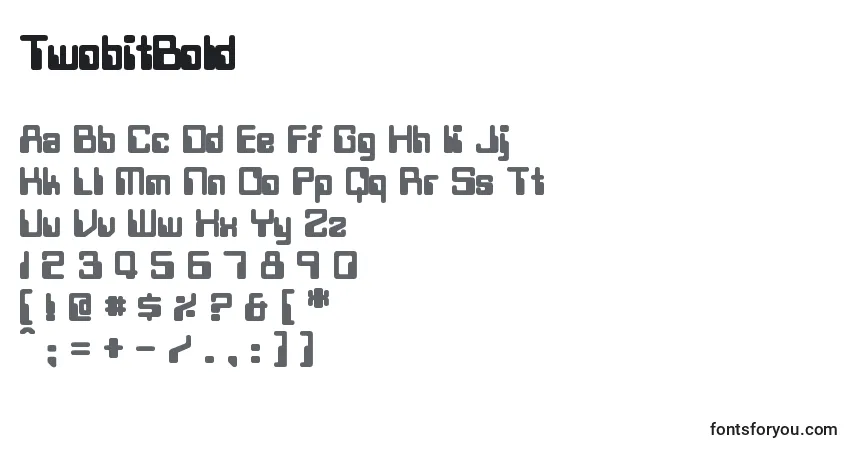 Schriftart TwobitBold – Alphabet, Zahlen, spezielle Symbole