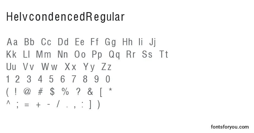 Schriftart HelvcondencedRegular – Alphabet, Zahlen, spezielle Symbole