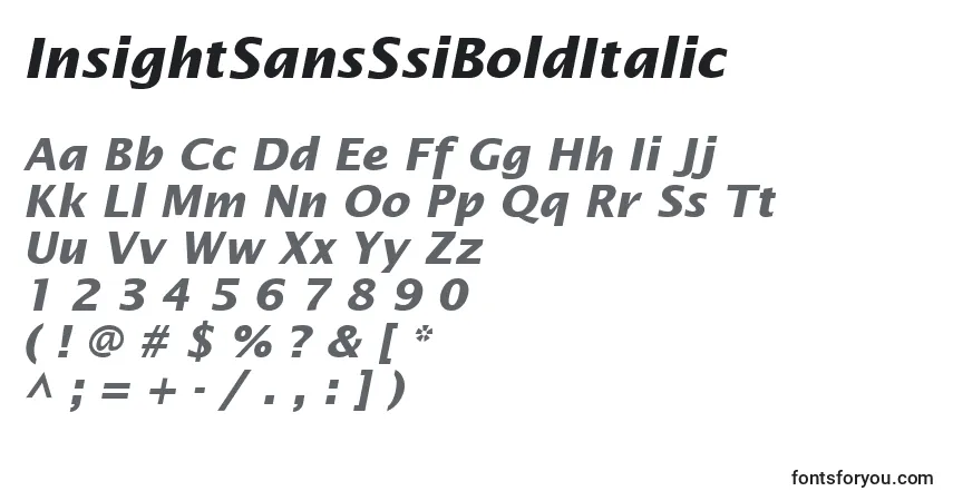 Шрифт InsightSansSsiBoldItalic – алфавит, цифры, специальные символы