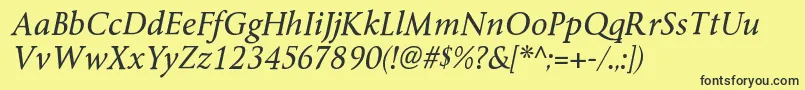フォントByingtonrgItalic – 黒い文字の黄色い背景