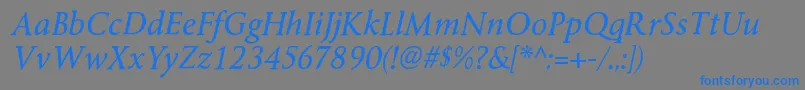 ByingtonrgItalic-Schriftart – Blaue Schriften auf grauem Hintergrund