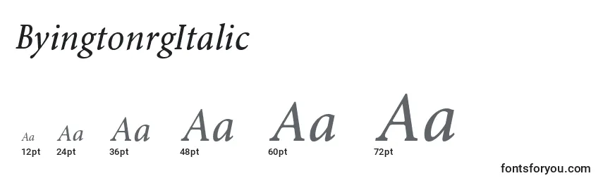 Größen der Schriftart ByingtonrgItalic
