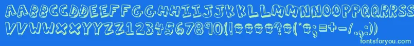 ActionJackson Font – Green Fonts on Blue Background