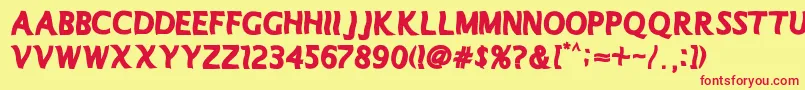 Manolete Font – Red Fonts on Yellow Background