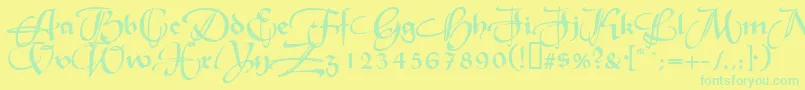 RhapsodieSwashCapsNormal Font – Green Fonts on Yellow Background