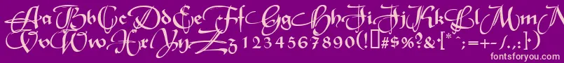 RhapsodieSwashCapsNormal Font – Pink Fonts on Purple Background