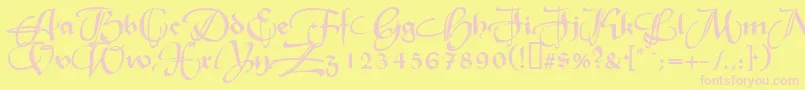 RhapsodieSwashCapsNormal Font – Pink Fonts on Yellow Background