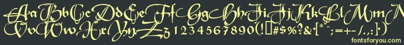 RhapsodieSwashCapsNormal Font – Yellow Fonts on Black Background