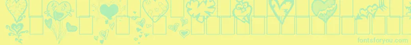 Fonte BrokenHearts – fontes verdes em um fundo amarelo