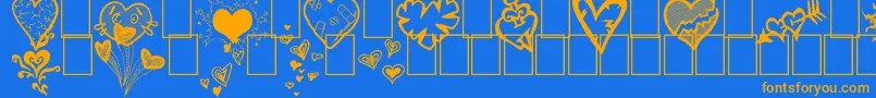 BrokenHearts-Schriftart – Orangefarbene Schriften auf blauem Hintergrund