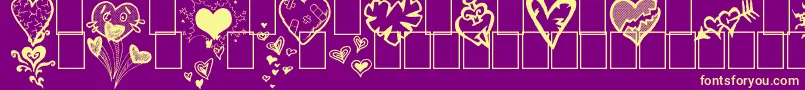 Weitere Informationen zur BrokenHearts-Schriftart BrokenHearts-Schriftart – Gelbe Schriften auf violettem Hintergrund