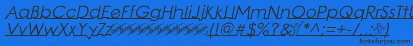 LinearmenteItalic Font – Black Fonts on Blue Background