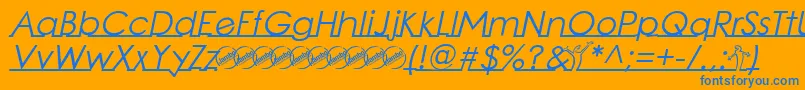 LinearmenteItalic Font – Blue Fonts on Orange Background