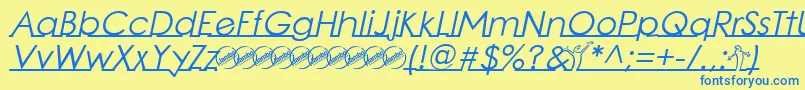 LinearmenteItalic Font – Blue Fonts on Yellow Background