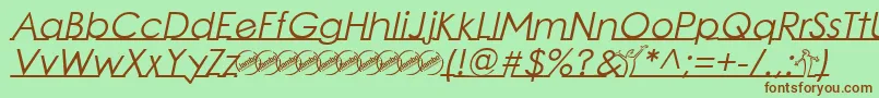 Fonte LinearmenteItalic – fontes marrons em um fundo verde