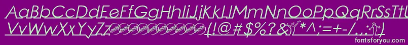 LinearmenteItalic-fontti – vihreät fontit violetilla taustalla