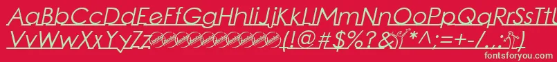 LinearmenteItalic Font – Green Fonts on Red Background