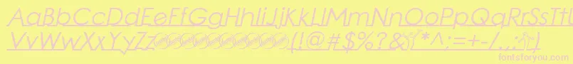 LinearmenteItalic-Schriftart – Rosa Schriften auf gelbem Hintergrund