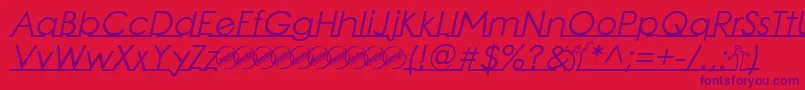 Czcionka LinearmenteItalic – fioletowe czcionki na czerwonym tle