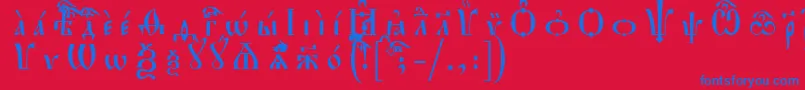 フォントHirmosUcsSpacedout – 赤い背景に青い文字