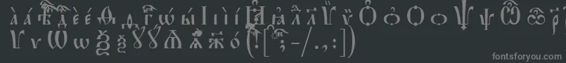 フォントHirmosUcsSpacedout – 黒い背景に灰色の文字