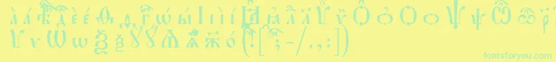 フォントHirmosUcsSpacedout – 黄色い背景に緑の文字