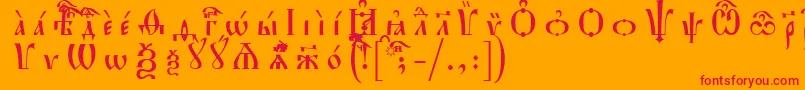 HirmosUcsSpacedout Font – Red Fonts on Orange Background