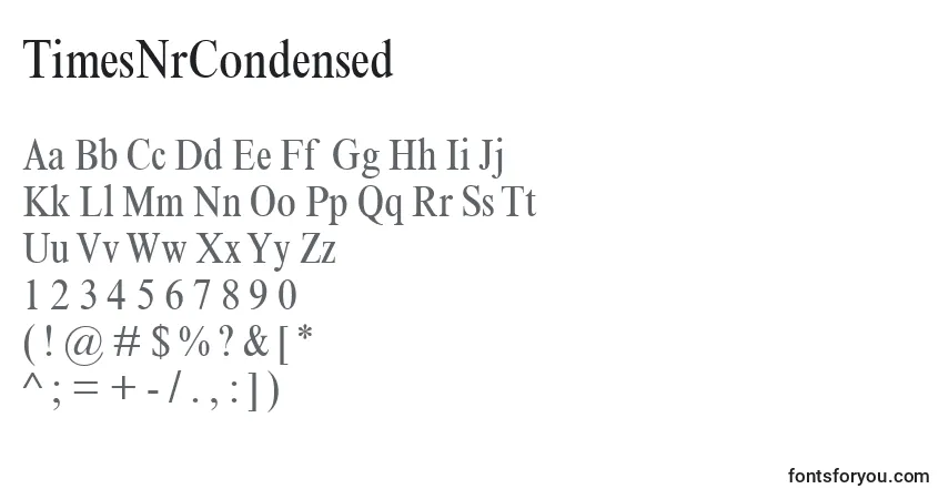 A fonte TimesNrCondensed – alfabeto, números, caracteres especiais