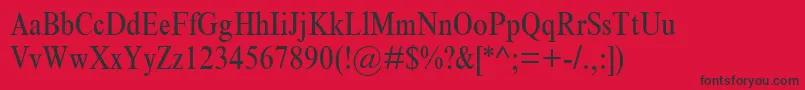 Fonte TimesNrCondensed – fontes pretas em um fundo vermelho
