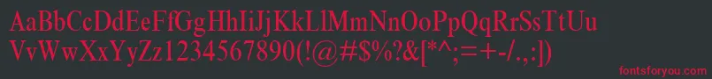 TimesNrCondensed Font – Red Fonts on Black Background