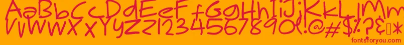 MakNgahPunya-Schriftart – Rote Schriften auf orangefarbenem Hintergrund
