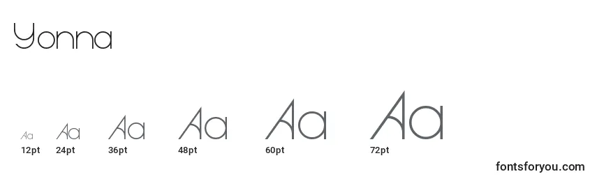 Yonna Font Sizes