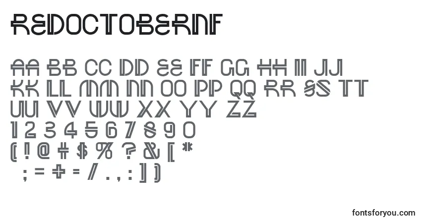 A fonte Redoctobernf – alfabeto, números, caracteres especiais